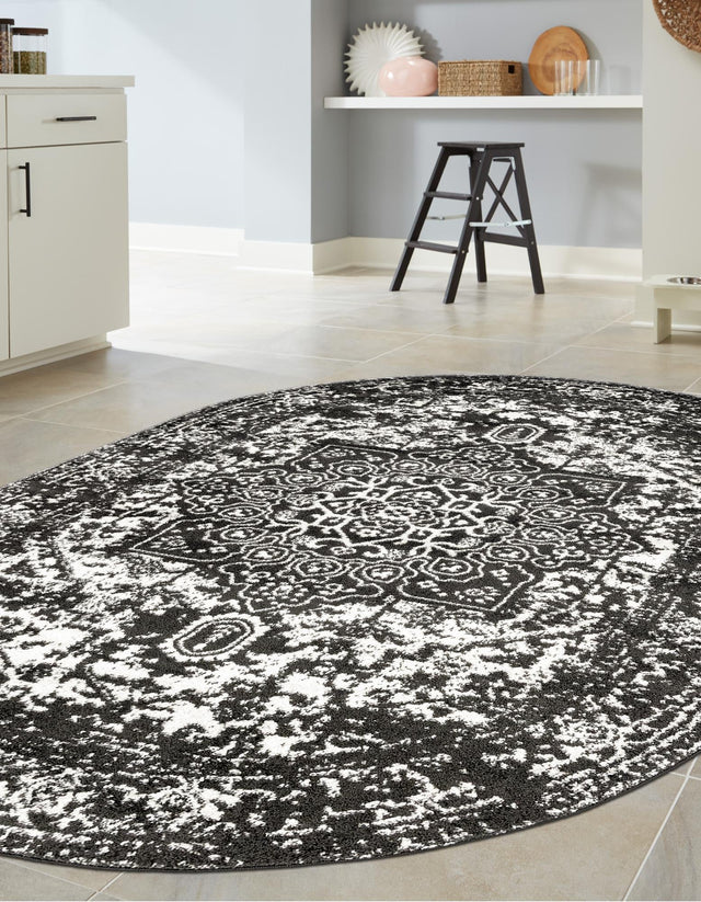 Dark Gray 5' 3 x 8' Richmond Oval Area Rug Vintage Distressed Look Traditional Design Carpet for Unique Home Interior Design for Sale at Rug Engine