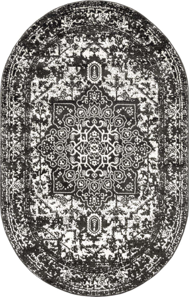Dark Gray 5' 3 x 8' Richmond Oval Area Rug Vintage Distressed Look Traditional Design Carpet for Unique Home Interior Design for Sale at Rug Engine