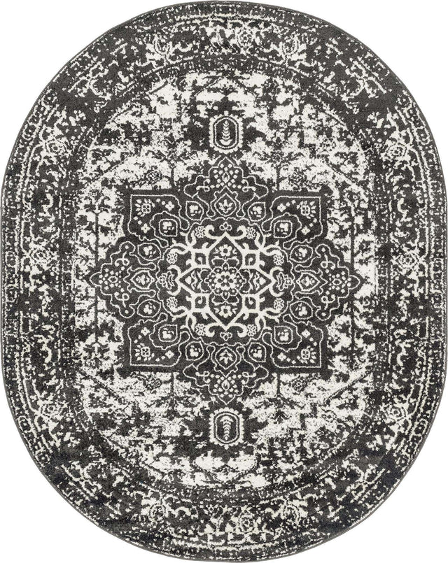 Dark Gray 7' 10 x 10' Richmond Oval Area Rug Vintage Distressed Look Traditional Design Carpet for Unique Home Interior Design for Sale at Rug Engine