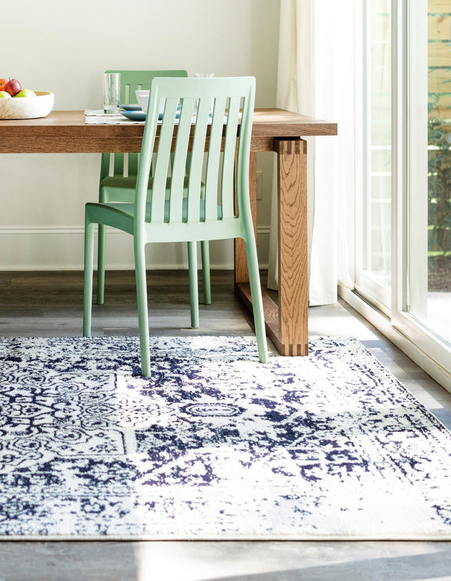 Blue 9' x 12' Richmond Rectangle Area Rug Vintage Distressed Look Traditional Design Carpet for Unique Home Interior Design for Sale at Rug Engine
