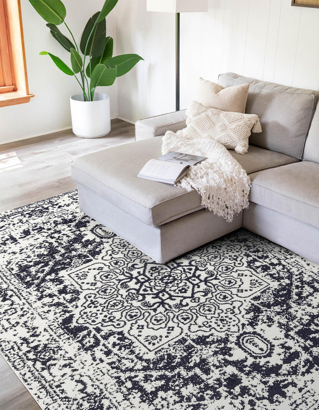 Blue 9' x 12' Richmond Rectangle Area Rug Vintage Distressed Look Traditional Design Carpet for Unique Home Interior Design for Sale at Rug Engine