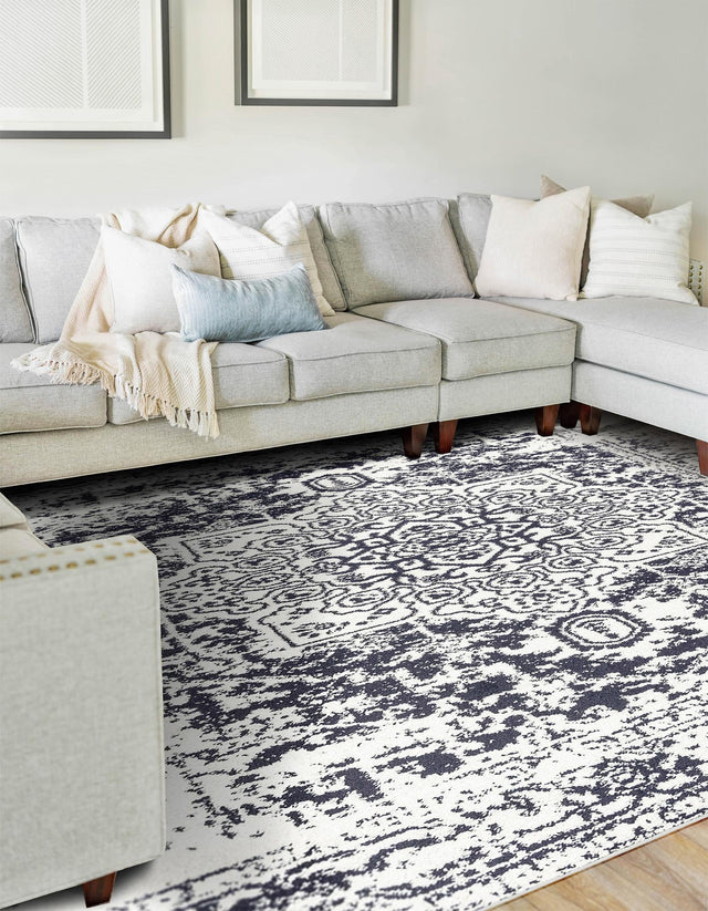 Blue 9' x 12' Richmond Rectangle Area Rug Vintage Distressed Look Traditional Design Carpet for Unique Home Interior Design for Sale at Rug Engine