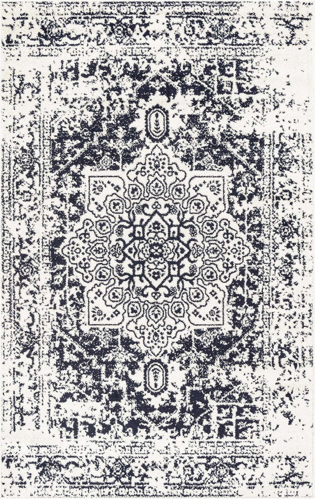 Blue 5' 3 x 8' Richmond Rectangle Area Rug Vintage Distressed Look Traditional Design Carpet for Unique Home Interior Design for Sale at Rug Engine