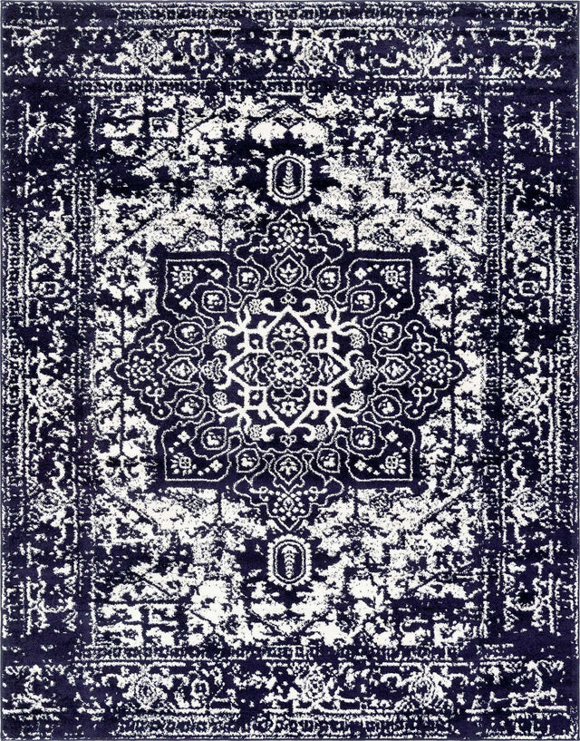 Navy Blue 7' 10 x 10' Richmond Rectangle Area Rug Vintage Distressed Look Traditional Design Carpet for Unique Home Interior Design for Sale at Rug Engine
