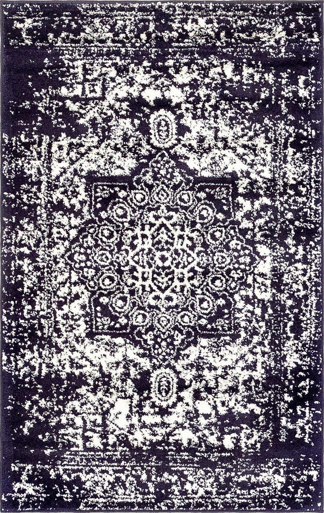 Navy Blue 3' 1 x 5' 3 Richmond Rectangle Area Rug Vintage Distressed Look Traditional Design Carpet for Unique Home Interior Design for Sale at Rug Engine