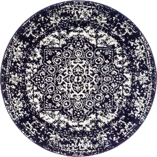 Navy Blue 3' 1 x 3' 1 Richmond Round Area Rug Vintage Distressed Look Traditional Design Carpet for Unique Home Interior Design for Sale at Rug Engine