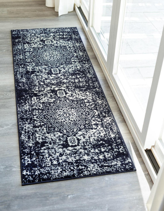 Navy Blue 2' x 8' Richmond Runner Area Rug Vintage Distressed Look Traditional Design Carpet for Unique Home Interior Design for Sale at Rug Engine