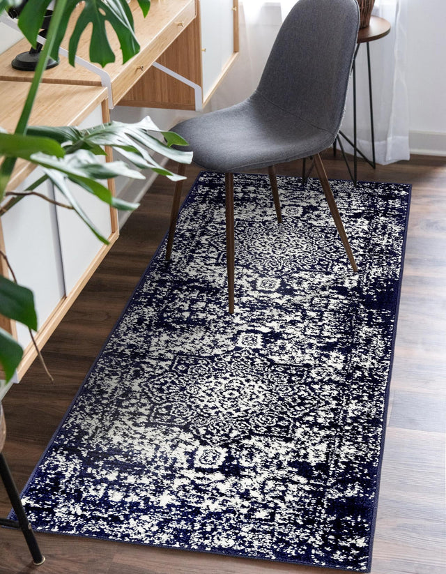 Navy Blue 2' 7 x 12' Richmond Runner Area Rug Vintage Distressed Look Traditional Design Carpet for Unique Home Interior Design for Sale at Rug Engine