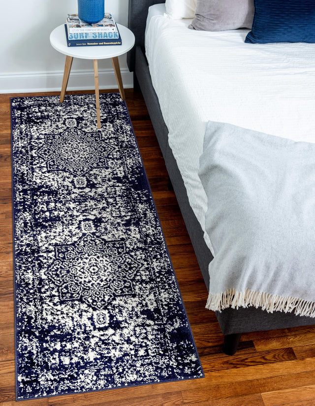 Navy Blue 2' x 8' Richmond Runner Area Rug Vintage Distressed Look Traditional Design Carpet for Unique Home Interior Design for Sale at Rug Engine
