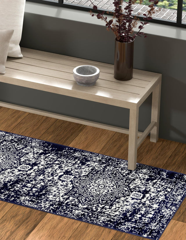 Navy Blue 2' 7 x 12' Richmond Runner Area Rug Vintage Distressed Look Traditional Design Carpet for Unique Home Interior Design for Sale at Rug Engine