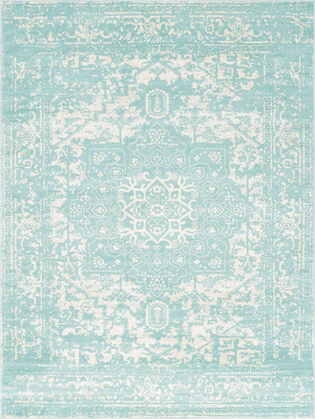 Aqua 10' x 14' 1 Richmond Rectangle Area Rug Vintage Distressed Look Traditional Design Carpet for Unique Home Interior Design for Sale at Rug Engine