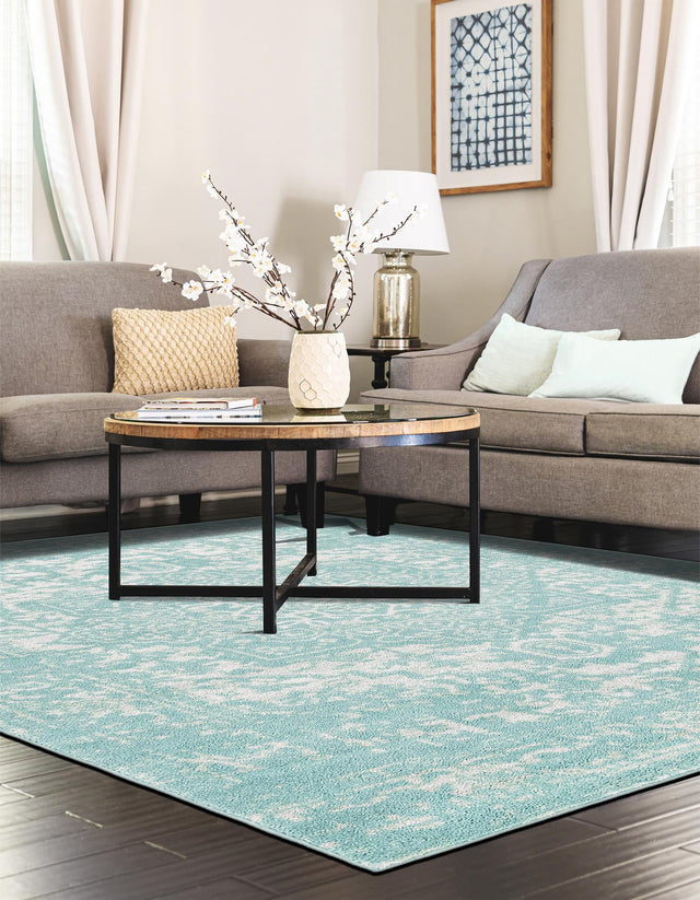 Aqua 2' x 3' 1 Richmond Rectangle Area Rug Vintage Distressed Look Traditional Design Carpet for Unique Home Interior Design for Sale at Rug Engine