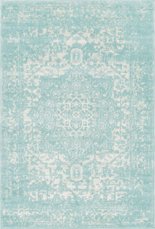 Aqua 4' 1 x 6' 1 Richmond Rectangle Area Rug Vintage Distressed Look Traditional Design Carpet for Unique Home Interior Design for Sale at Rug Engine