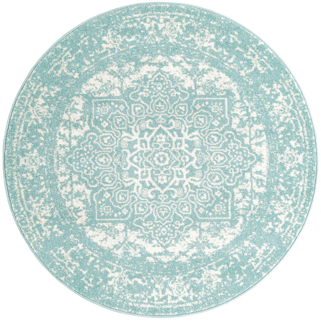 Aqua 5' 3 x 5' 3 Richmond Round Area Rug Vintage Distressed Look Traditional Design Carpet for Unique Home Interior Design for Sale at Rug Engine