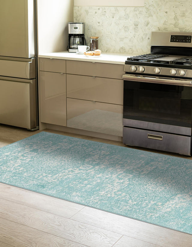 Aqua 2' 7 x 12' Richmond Runner Area Rug Vintage Distressed Look Traditional Design Carpet for Unique Home Interior Design for Sale at Rug Engine