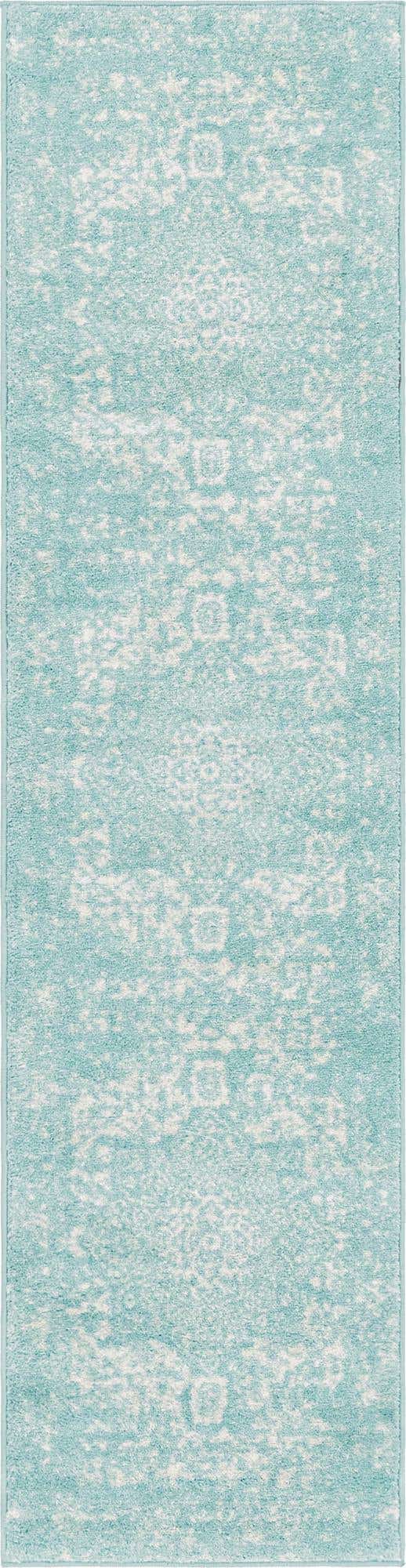 Aqua 2' x 8' Richmond Runner Area Rug Vintage Distressed Look Traditional Design Carpet for Unique Home Interior Design for Sale at Rug Engine