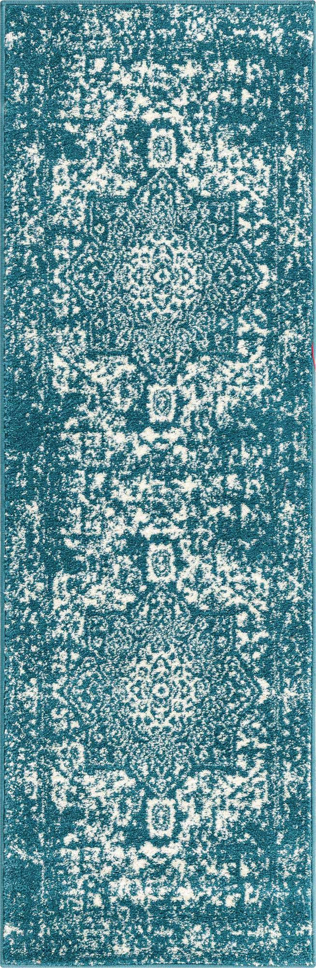 Turquoise 2' x 6' 1 Richmond Runner Area Rug Vintage Distressed Look Traditional Design Carpet for Unique Home Interior Design for Sale at Rug Engine