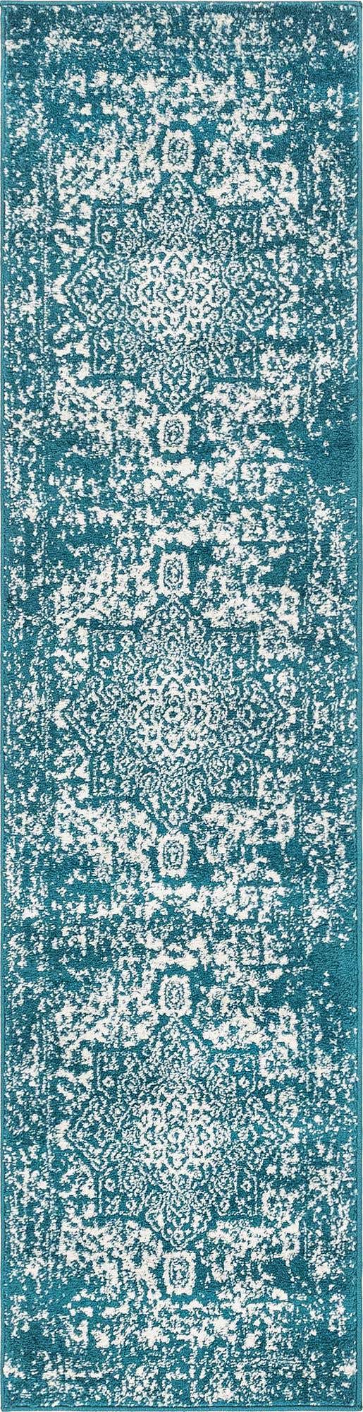 Turquoise 2' x 8' Richmond Runner Area Rug Vintage Distressed Look Traditional Design Carpet for Unique Home Interior Design for Sale at Rug Engine