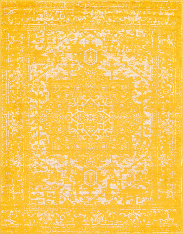 Yellow 7' 10 x 10' Richmond Rectangle Area Rug Vintage Distressed Look Traditional Design Carpet for Unique Home Interior Design for Sale at Rug Engine