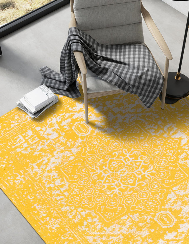 Yellow 9' x 12' Richmond Rectangle Area Rug Vintage Distressed Look Traditional Design Carpet for Unique Home Interior Design for Sale at Rug Engine