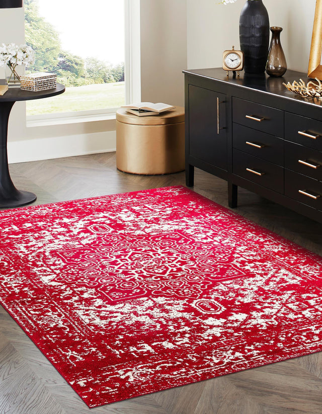 Red 10' x 13' 1 Richmond Rectangle Area Rug Vintage Distressed Look Traditional Design Carpet for Unique Home Interior Design for Sale at Rug Engine