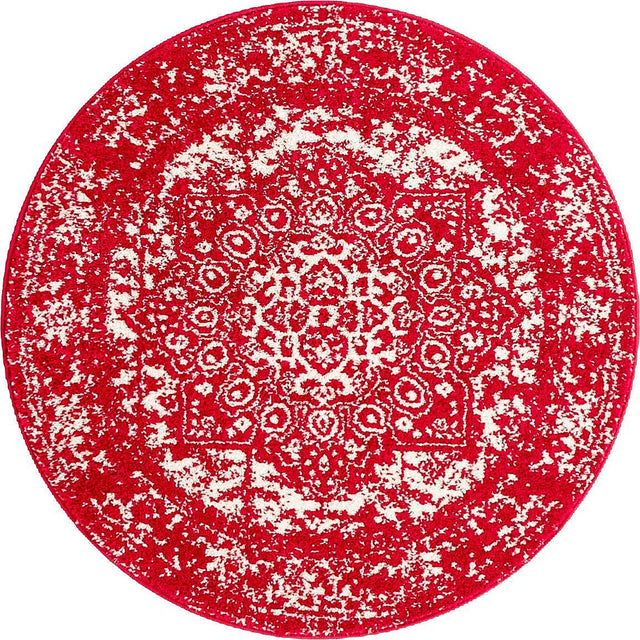 Red 3' 1 x 3' 1 Richmond Round Area Rug Vintage Distressed Look Traditional Design Carpet for Unique Home Interior Design for Sale at Rug Engine