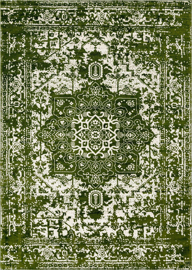Green 10' x 14' 1 Richmond Rectangle Area Rug Vintage Distressed Look Traditional Design Carpet for Unique Home Interior Design for Sale at Rug Engine