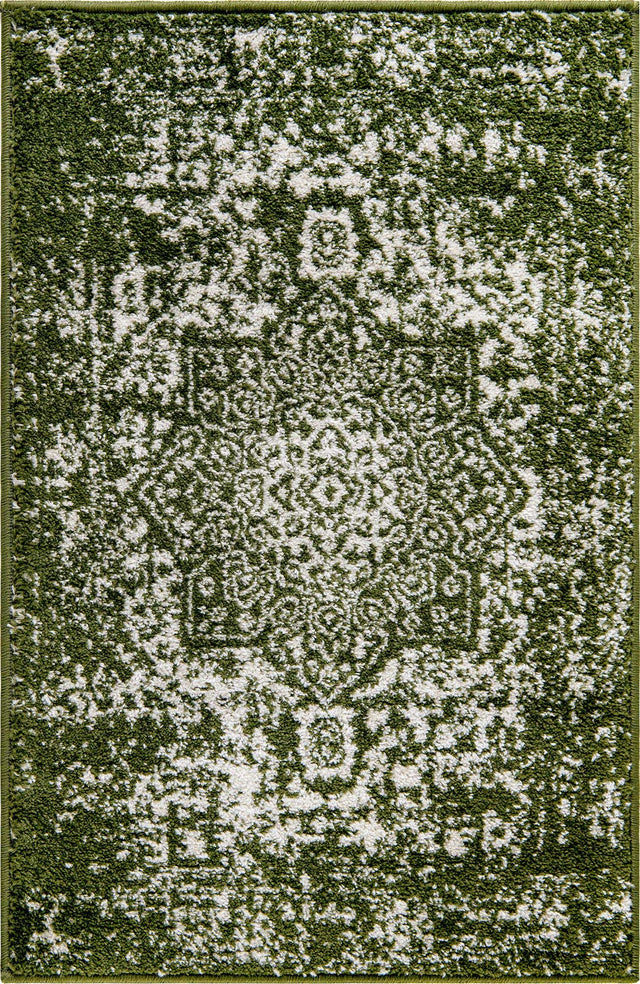 Green 2' x 3' 1 Richmond Rectangle Area Rug Vintage Distressed Look Traditional Design Carpet for Unique Home Interior Design for Sale at Rug Engine