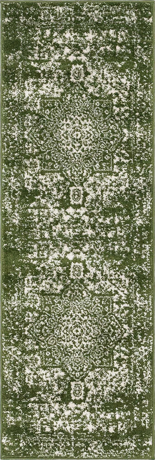 Green 2' x 6' 1 Richmond Runner Area Rug Vintage Distressed Look Traditional Design Carpet for Unique Home Interior Design for Sale at Rug Engine