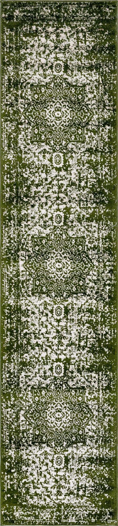 Green 2' 7 x 12' Richmond Runner Area Rug Vintage Distressed Look Traditional Design Carpet for Unique Home Interior Design for Sale at Rug Engine