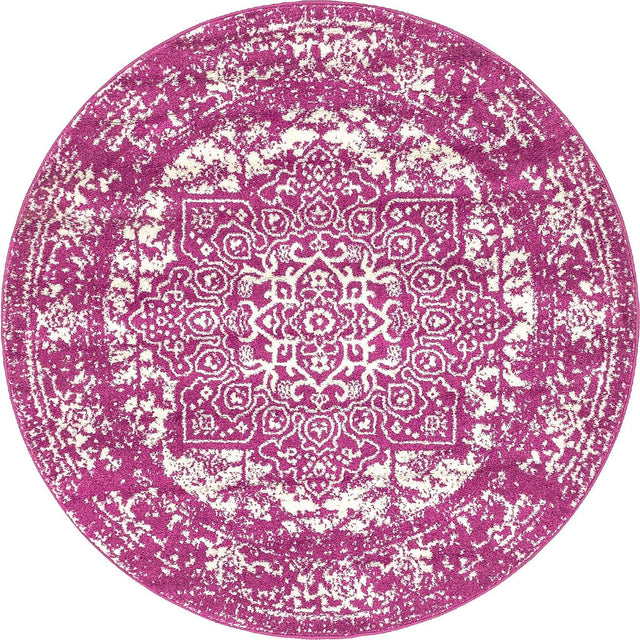 Purple 5' 3 x 5' 3 Richmond Round Area Rug Vintage Distressed Look Traditional Design Carpet for Unique Home Interior Design for Sale at Rug Engine
