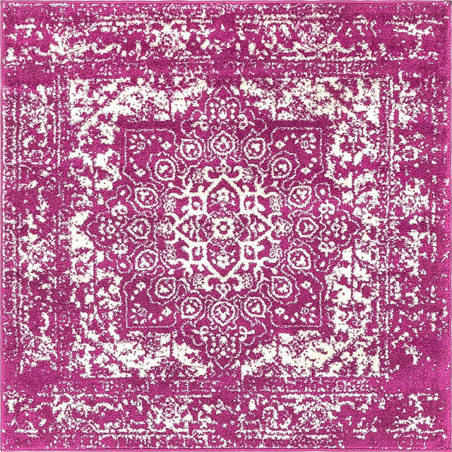 Purple 4' 1 x 4' 1 Richmond Square Area Rug Vintage Distressed Look Traditional Design Carpet for Unique Home Interior Design for Sale at Rug Engine