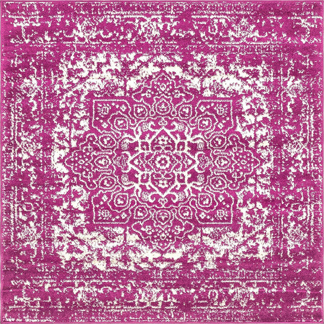 Purple 5' 3 x 5' 3 Richmond Square Area Rug Vintage Distressed Look Traditional Design Carpet for Unique Home Interior Design for Sale at Rug Engine