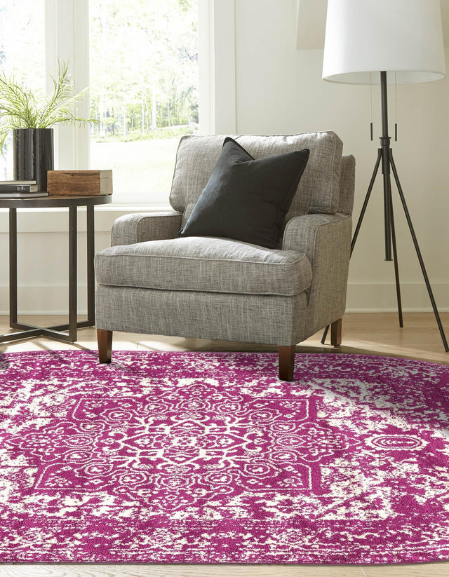 Purple 7' 10 x 10' Richmond Oval Area Rug Vintage Distressed Look Traditional Design Carpet for Unique Home Interior Design for Sale at Rug Engine