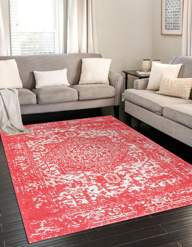 Pink 9' x 12' Richmond Rectangle Area Rug Vintage Distressed Look Traditional Design Carpet for Unique Home Interior Design for Sale at Rug Engine