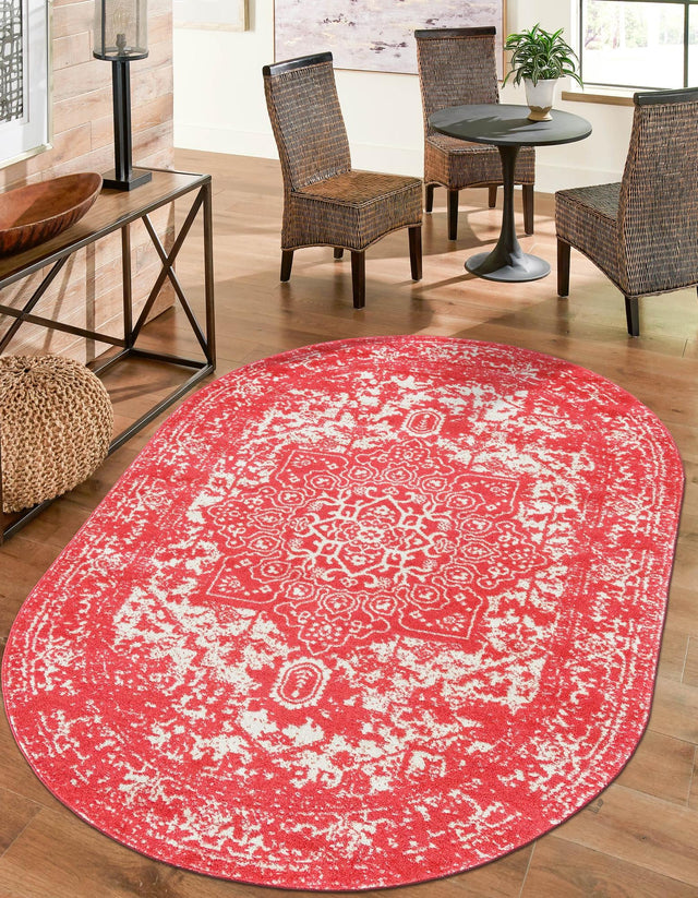 Pink 3' 1 x 5' 3 Richmond Oval Area Rug Vintage Distressed Look Traditional Design Carpet for Unique Home Interior Design for Sale at Rug Engine