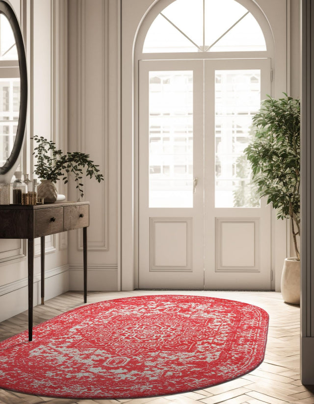 Pink 3' 1 x 5' 3 Richmond Oval Area Rug Vintage Distressed Look Traditional Design Carpet for Unique Home Interior Design for Sale at Rug Engine