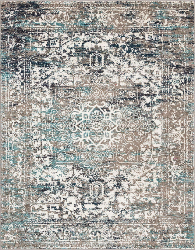 Gray 7' 10 x 10' Richmond Rectangle Area Rug Vintage Distressed Look Traditional Design Carpet for Unique Home Interior Design for Sale at Rug Engine