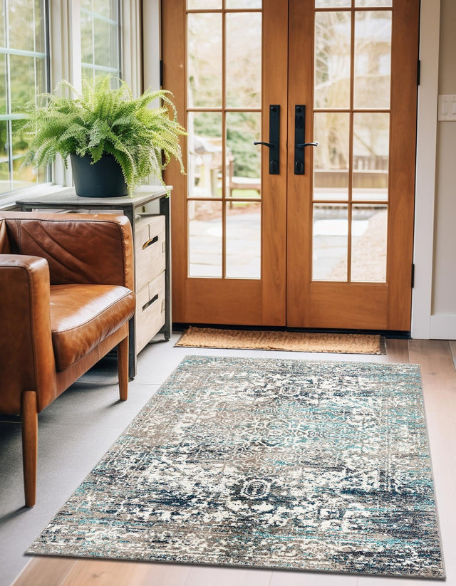 Gray 9' x 12' Richmond Rectangle Area Rug Vintage Distressed Look Traditional Design Carpet for Unique Home Interior Design for Sale at Rug Engine