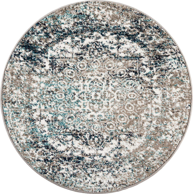 Gray 3' 1 x 3' 1 Richmond Round Area Rug Vintage Distressed Look Traditional Design Carpet for Unique Home Interior Design for Sale at Rug Engine