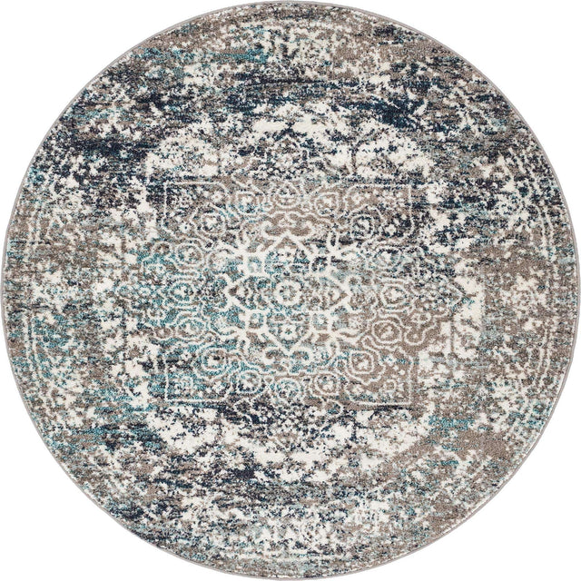 Gray 5' 3 x 5' 3 Richmond Round Area Rug Vintage Distressed Look Traditional Design Carpet for Unique Home Interior Design for Sale at Rug Engine