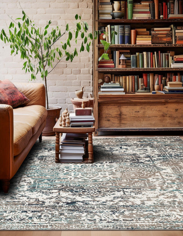 Gray 4' 1 x 4' 1 Richmond Square Area Rug Vintage Distressed Look Traditional Design Carpet for Unique Home Interior Design for Sale at Rug Engine