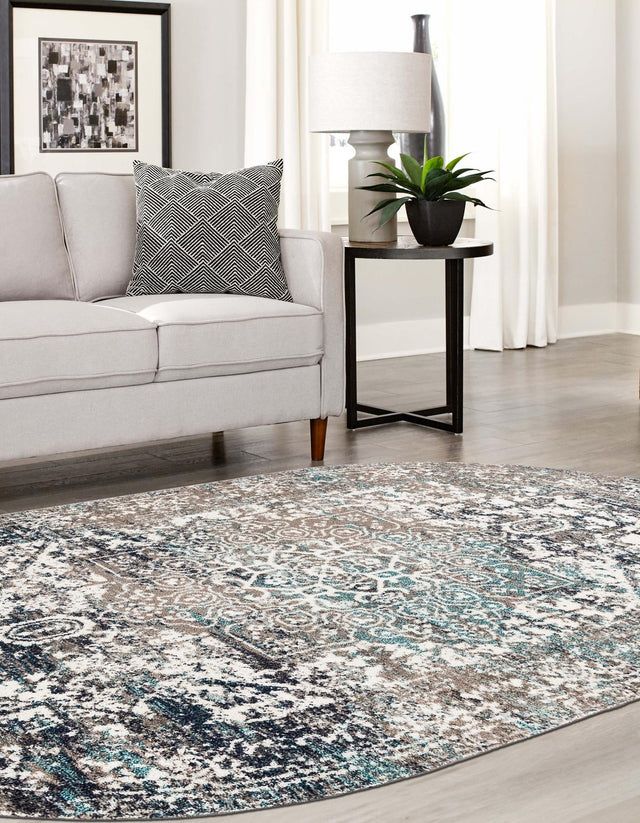 Gray 7' 10 x 10' Richmond Oval Area Rug Vintage Distressed Look Traditional Design Carpet for Unique Home Interior Design for Sale at Rug Engine