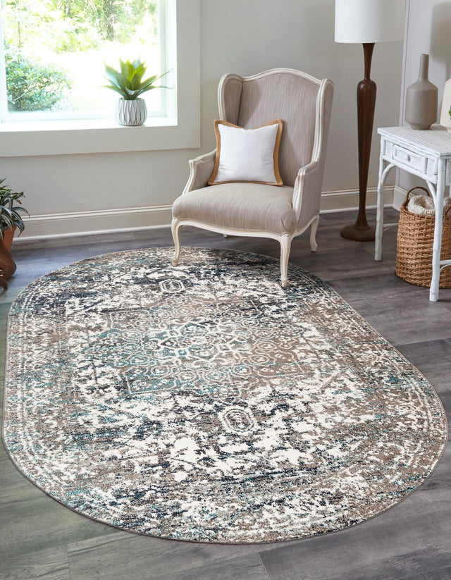 Gray 3' 1 x 5' 3 Richmond Oval Area Rug Vintage Distressed Look Traditional Design Carpet for Unique Home Interior Design for Sale at Rug Engine