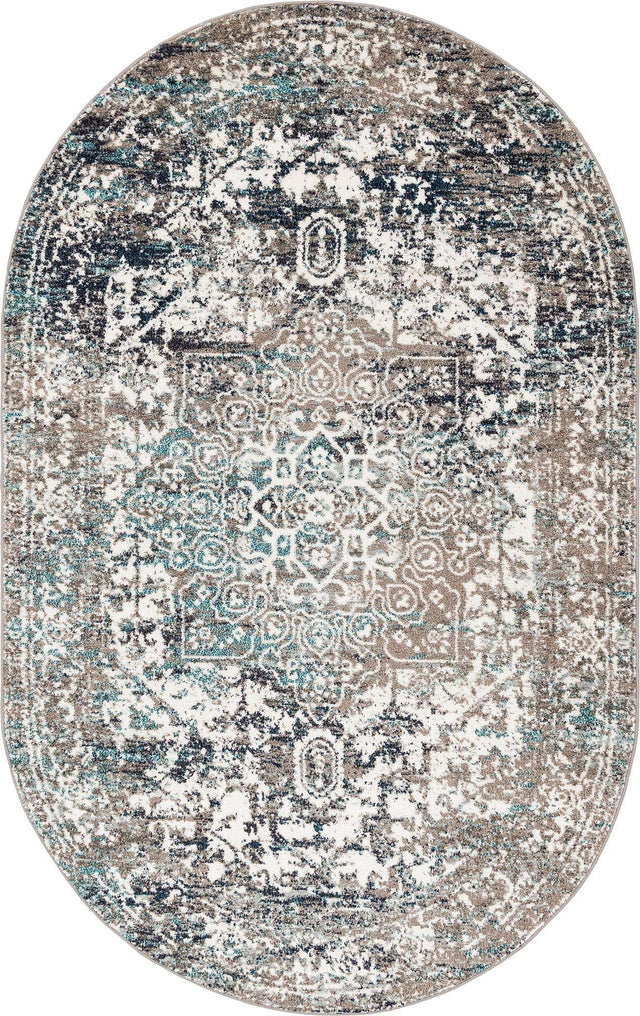 Gray 5' 3 x 8' Richmond Oval Area Rug Vintage Distressed Look Traditional Design Carpet for Unique Home Interior Design for Sale at Rug Engine