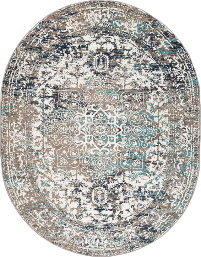 Gray 7' 10 x 10' Richmond Oval Area Rug Vintage Distressed Look Traditional Design Carpet for Unique Home Interior Design for Sale at Rug Engine