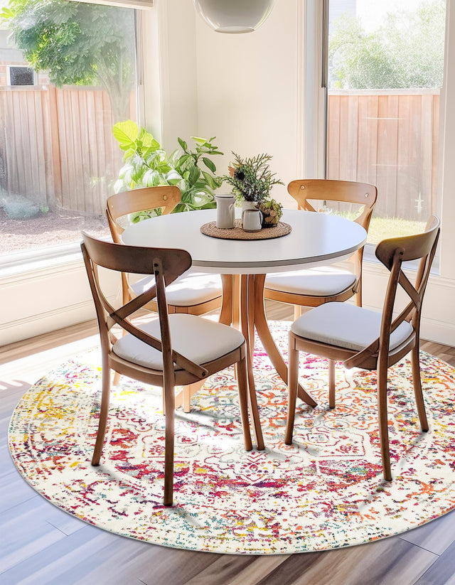 Light Multicolor 3' 1 x 3' 1 Richmond Round Area Rug Vintage Distressed Look Traditional Design Carpet for Unique Home Interior Design for Sale at Rug Engine