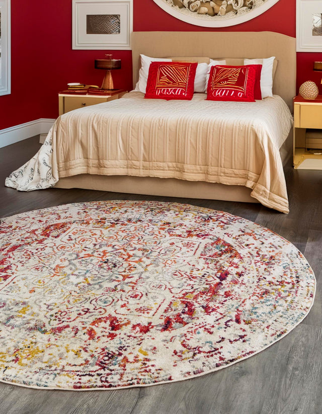 Light Multicolor 6' 1 x 6' 1 Richmond Round Area Rug Vintage Distressed Look Traditional Design Carpet for Unique Home Interior Design for Sale at Rug Engine