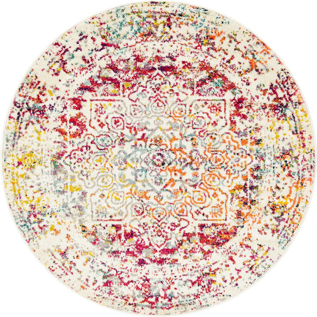 Light Multicolor 5' 3 x 5' 3 Richmond Round Area Rug Vintage Distressed Look Traditional Design Carpet for Unique Home Interior Design for Sale at Rug Engine