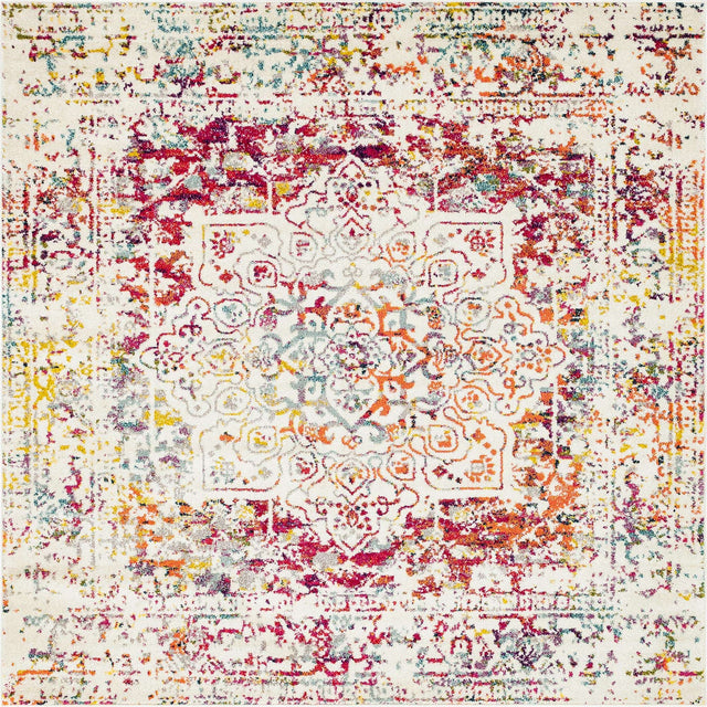 Light Multicolor 7' 10 x 7' 10 Richmond Square Area Rug Vintage Distressed Look Traditional Design Carpet for Unique Home Interior Design for Sale at Rug Engine